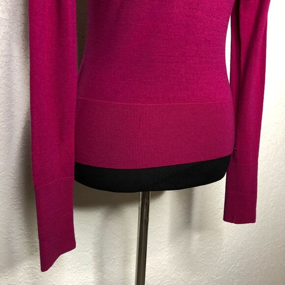 Lafayette 148 New York dark pink v neck wool sweater size Small - Picture 12 of 14